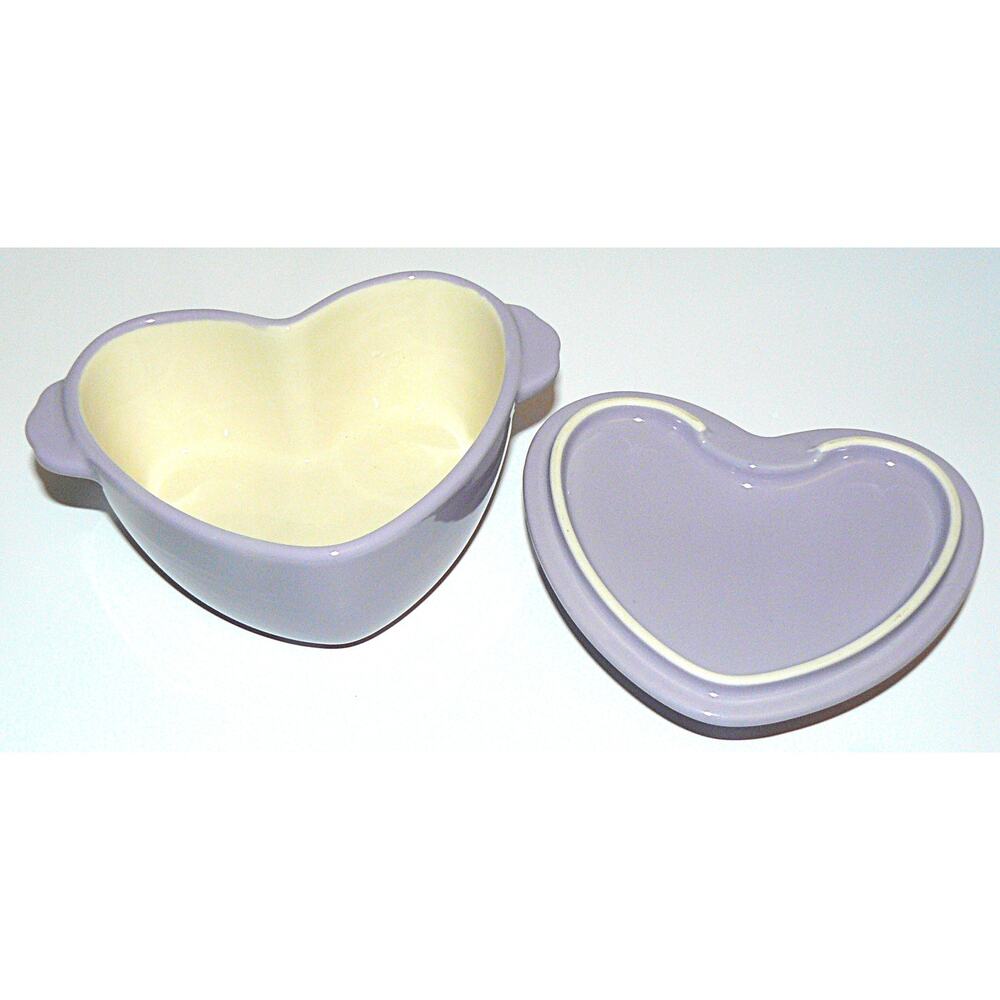Pioneer Woman Heart-Shaped Lavender Stoneware Dish Lid Cottage Core Ree Drummond - Picture 3 of 4
